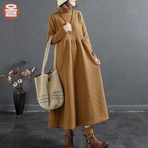 누빔원피스 퀼팅원피스 패딩 반폴라 면 여성 가을 겨울 롱 이너 하이넥