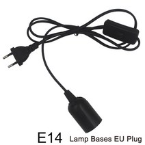 램프베이스 E27 E14 EU 행잉 펜던트 LED 전등 전구 소켓 홀더 코드 어댑터 OnOff 스위치, 02 Black with E14