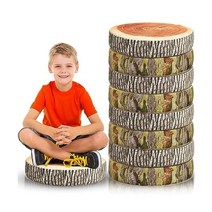 8pcs 플렉서블 좌석 바닥 좌식 쿠션 교실용 3D 디지털 프린트 소프트 원형 던지기 베개 장식 나무 슬라이스 바닥 쿠션 귀여운 교실용 바닥 베개 어린이 소파 의자 캠핑 홈