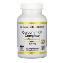 캘리포니아골드뉴트리션 심황 강황 바이오페린 함유 커큐민 C3 Complex 500mg 베지캡슐 120정, 1병
