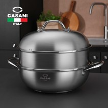 스텐 IH 3단 찜기 찜통, 까사니 IH 더블 돔 웍 28cm