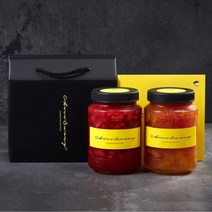 [초코써니 딸기청+오렌지자몽청] 차 선물세트포장 500g 2병 에이드 라떼 수제청 과일청 답례품, ●500g(베리베리코코청+오렌지자몽청)세트
