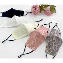 필터교체 웨딩 파티용 레이스 자수 면마스크, 화이트
