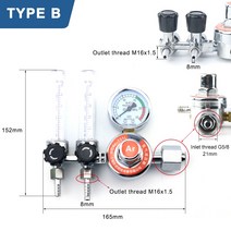 레귤레이터 G5/8 알루미늄 합금 0-25Mpa 아르곤 조절기 공기 압력 감속기 Mig Tig Arc CO2 용접 용 단일/이, 02 TYPE B