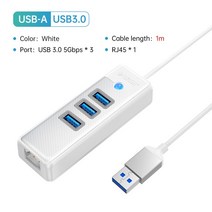 usb허브 c타입허브 호환 ORICO-USB 3.0 c형 허브 RJ45 1000Mbps 이더넷 Lan 어댑터 기가비트 네트워크 카드, 06 USB A 1m 3 USB3.0 WH
