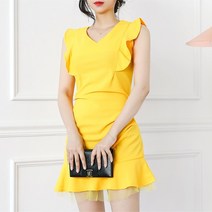 슬림커버 브이넥 프릴 샤랄라 원피스