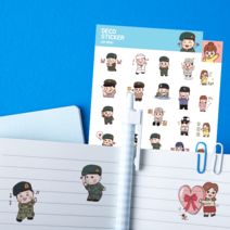 곰신톡 프렌즈 곰신 군인 캐릭터 투명스티커 5종, 1장, 군화A