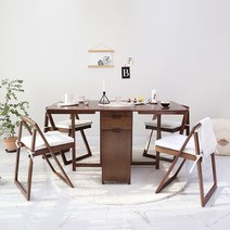 벤트리 벤느 원목 확장형 접이식 4인용 식탁세트 (2color), 벤느 접이식 식탁세트 (브라운)