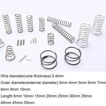 10PCS 압축 스프링 스테인레스 스틸 0.3/0.4*3 4 5 6 7 8 9 10mm * 5-50mm, [01] 0.4mm, [07] 10mm, [01] 25mm