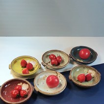 핸드메이드 도자기 손잡이 찬기 앞접시 반찬그릇 진달래 미니, 블루, 1개