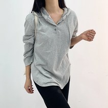 모딕트 힙커버 Y존커버 간절기 옆트임 여성 후드티셔츠 단추 얇은 긴팔 후드티 긴소매