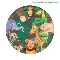 구성 생일 현수막 와일드 원 정글 사파리 장식 샤워 1 년 첫 번째 용품, [22] Paper Plate 03