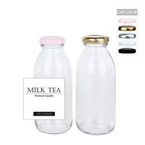 밀크티병300ml 1세트 (유리병48개+철캡 38파이48개+스티커50개), 블랙 38파이 철캡, A01 밀크티스티커 50개
