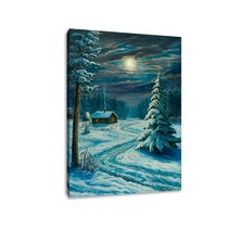 YJ아트 겨울 눈밤 캔버스라이트뷰액자 LED 조명액자 이사선물 인테리어명화 그림액자, 리모컨+블루투스 스피커