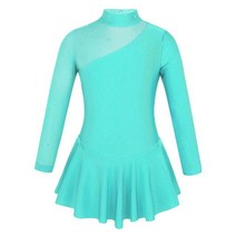 피겨연습복 피겨 스케이트 복 드레스 의상 키즈 소녀 튤 발레리나 스플라이스 컷 아웃 백 피규어 아이스 스, 09 Mint Green_02 6