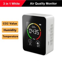 수산홈텍일산화탄소경보기 일산화탄소감지기 6 인 1 디지털 온도 습도 측정기 PM2.5 PM10 HCHO TVOC CO LCD 이산화탄소 검출기 공기질 모니터, [03] 3 in 1 White