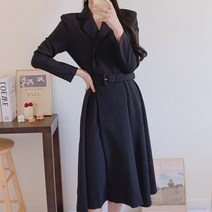 스타일대박 고급 퀄리티 벨트 정장 결혼식 하객 롱 원피스