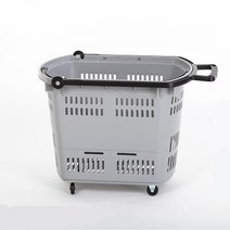 바퀴달린 대형마트 장바구니 손잡이있는 카트 바구니, 1개, 라지 블루