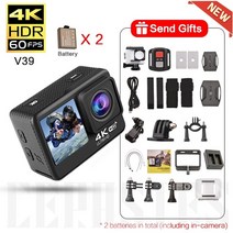 유투버 카메라 유투브용 액션캠 cerastes 4k fps wifi 손떨림 방지 듀얼, 4k 60fps v39, 카드 없음