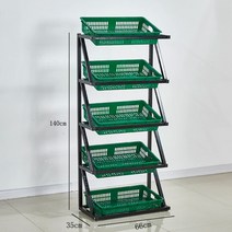마트 편의점 진열대 아이스크림냉동고 위 선반 매대 철제 랙 약국 슈퍼 디스플레이 정리대, 일렬 5단 그린 체크 바구니 도톰