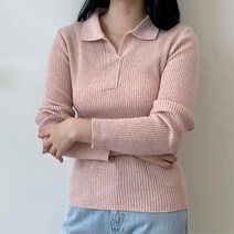여성 긴팔 골지 카라니트티 슬림핏 여자니트티 코디 피케티 봄니트 피케셔츠 오피스룩