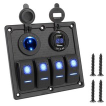 카라반 캠핑카 부품 수리용품 24v 12v 4gang 스위치 패널 라이트 토글 usb 충전기 전원 adater led 인테리어 자동차 액세서리 트럭 트레일러 caravan rv, 씨엔, 파란색