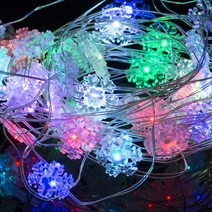 LED 큐빅 눈장식 50구 5V RGB색 백색 전구색 눈꽃모양 캠핑조명 크리스마스전구 트리구, 50구 RGB색