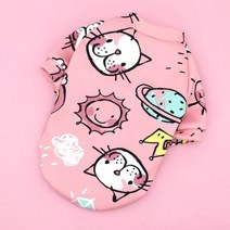 반려동물을 위한 용품 반려견을위한 부드러운면 귀여운 강아지 옷 만화 인쇄 조끼 자켓, L, 분홍