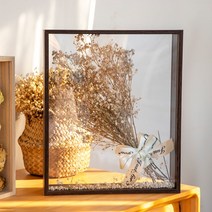 원목스킨 DIY 핸드메이드 드라이플라워 영생화 로즈 안개꽃 그림액자 입체 중공 투명 A스윙 대 선물 4643820897, A4 내경 21 *29.7