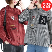 리더퀸 2-O-28 여성블라우스 여성셔츠 블랙 레드 2장 오버핏 긴팔블라우스 빅사이즈 셔츠 블라우스