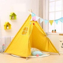 에어텐트 원터치 그늘막 감성 돔텐트 135m 큰 어린이 텐트 Wigwam 휴대용 인도 Tipi 실내 아기 놀이터 Foldable 작은 집 Teepee 룸 장식, Tent003-Yellow+1.35M