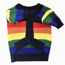 고양이 개 스웨터 겨울 애완 동물 옷 살균 Corgi Franchbug 슈나우저 테디 가을, [02] M, [05] Raibow