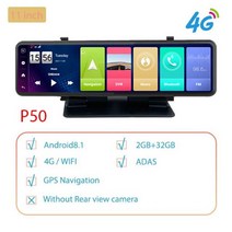 자동차gps 네비게이션 11 인치 4G 차량 GPS 네비게이터 대시 보드 안드로이드 8.1 자동차 추적기 모니터 ADAS 탐색 후면보기 미러 DVR 1080P 카메라, Add 64gb card_P50