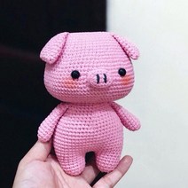 Ogfaour DIY 코바늘 동물 인형뜨기 패키지 태교뜨개질 키트 집콕취미 귀여운 애착인형, 핑크 돼지, 1개