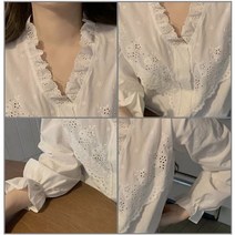 브이넥 레이스 블라우스