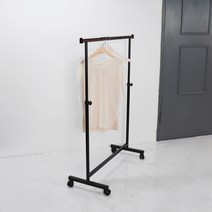 지엔디스플레이 튼튼한 철제 네모용접형 옷가게용 스탠드 옷걸이행거, 아이보리 크롬