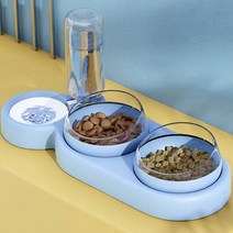 안엎어지는 강아지 고양이 반자동 급수기, 1개, 블루 3구세트