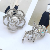 2종 크리스탈장미 꽃다발 브로치 세트