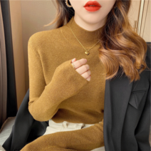 긴팔니트 반폴라 스웨터 여성 상의 핏아우터 양털 울 이너 티 1759918801