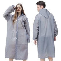 2팩 블랙 휴대용 우비 Roctee 재사용 가능한 성인용 레인 재킷 후드 포함 레인코트 아웃도어 라지 블랙. _231069, Large Grey, Large Grey