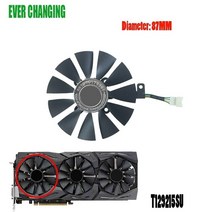 87MM T129215SU DC 12V 0.50AMP T129215SM 4PIN 4 와이어 아수스 GTX980TI R9 390X 390 GTX1070 GTX1060 그래픽 카드 팬, 파란