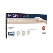 Microflex 10-754 데일리 디펜스 일회용 라텍스 장갑 청소용 음식 준비 질감 손가락 끝 포함 - 스몰 내추럴 (100개 상자) 170995, Small (Pack of 100)_Box (100 G
