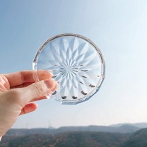 원형 플라워 유리 캔들받침 / 크리스탈 트레이 글라스 캔들홀더