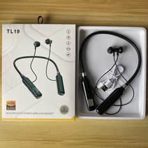 (무선 홀터넥 이어폰)tl19 블루투스 이어폰 홀더형 블루투스 스포츠 마그네틱 대전량 블루투스 이어폰 중저음 카세트, 블랙 베어 금속, 하나