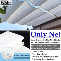 비닐하우스시공 조립식비닐하우스 두꺼운 자외선 차단 HDPE 패브릭 개폐식 웨이브 차양 네트 테라스 발코니 슬라이딩 캐노피 수영장 선 커버, White+1.5mx6m