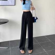 여자의 높은 허리 매달려 넓은 다리 바지 여름 얇은 느슨한 정장 바지 스트레이트 바지 캐주얼 바지