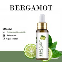 퓨어 천연 라벤더 에센셜 오일 디퓨저 10ml 유칼립투스 레몬 자스민 민트 제라늄 로즈 티 트리 아로마, [01] 10ml, [03] Bergamot Oil