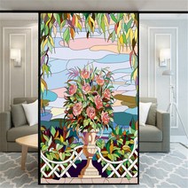 차량용 썬팅 필름 무접착 시트지 프라이버시 창 정적 고정 접착제 없음 장식 꽃 그림 처리 덮개 유리 스티커, [05] 50x160cm WxH, [02] B