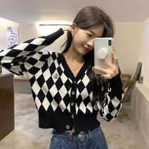 가을 조이 솔로지옥 민지 V넥 신슬기 옷 사복 아가일 니트 가디건 손예진 카리나 신지연 제니