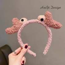 DFMEI 여성용 헤어밴드 게 머리띠 세척 얼굴 귀여운 봉제 머리띠 헤어 액세서리 만화 재미있는 머리띠